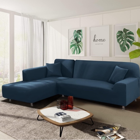 New sectional slip cover, teal color - Picture 3 of 7